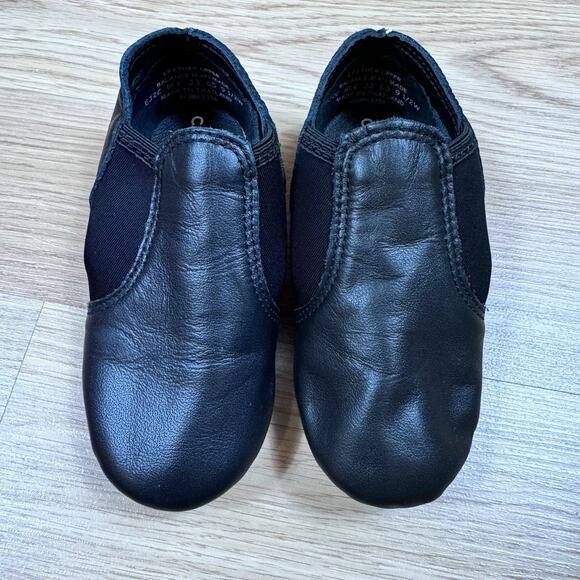 Capezio E-Series Girls Jazz Dance Shoes Black Slip On Leather 9.5W Wide - Picture 1 of 3